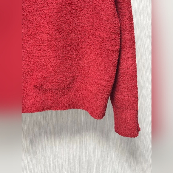 Celine Red Crewneck Stereoscopic Letter Logo Embroidered Knit Cardigan - Picture 8 of 9